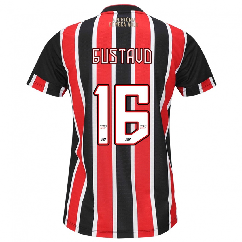 Kandiny Kinderen Luiz Gustavo #16 Zwart Rood Wit Uitshirt Uittenue 2024/25 T-Shirt