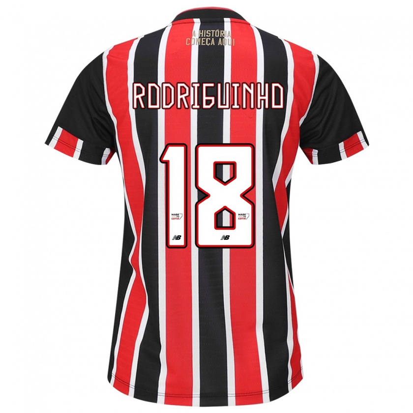 Kandiny Kinderen Rodriguinho #18 Zwart Rood Wit Uitshirt Uittenue 2024/25 T-Shirt