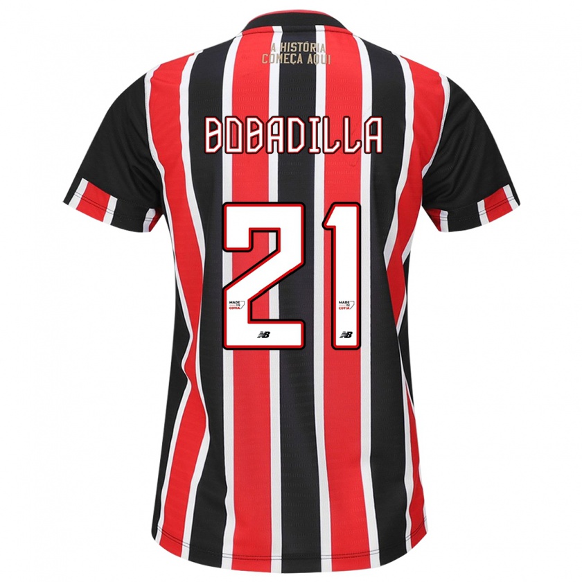 Kandiny Kinderen Damián Bobadilla #21 Zwart Rood Wit Uitshirt Uittenue 2024/25 T-Shirt België