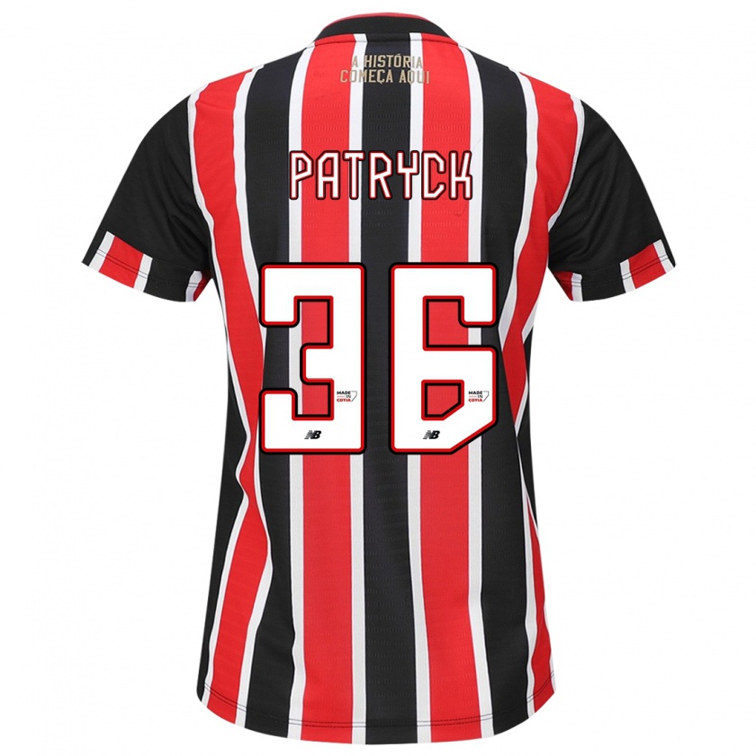 Kandiny Bambino Maglia Patryck #36 Nero Rosso Bianco Kit Gara Away 2024/25 Maglietta