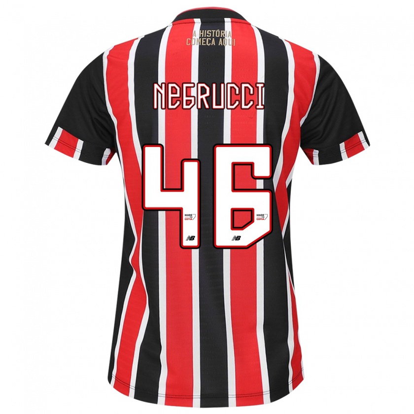 Kandiny Kinderen Felipe Negrucci #46 Zwart Rood Wit Uitshirt Uittenue 2024/25 T-Shirt België