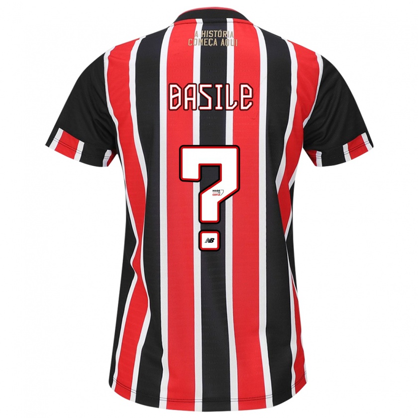 Kandiny Bambino Maglia Basile #0 Nero Rosso Bianco Kit Gara Away 2024/25 Maglietta