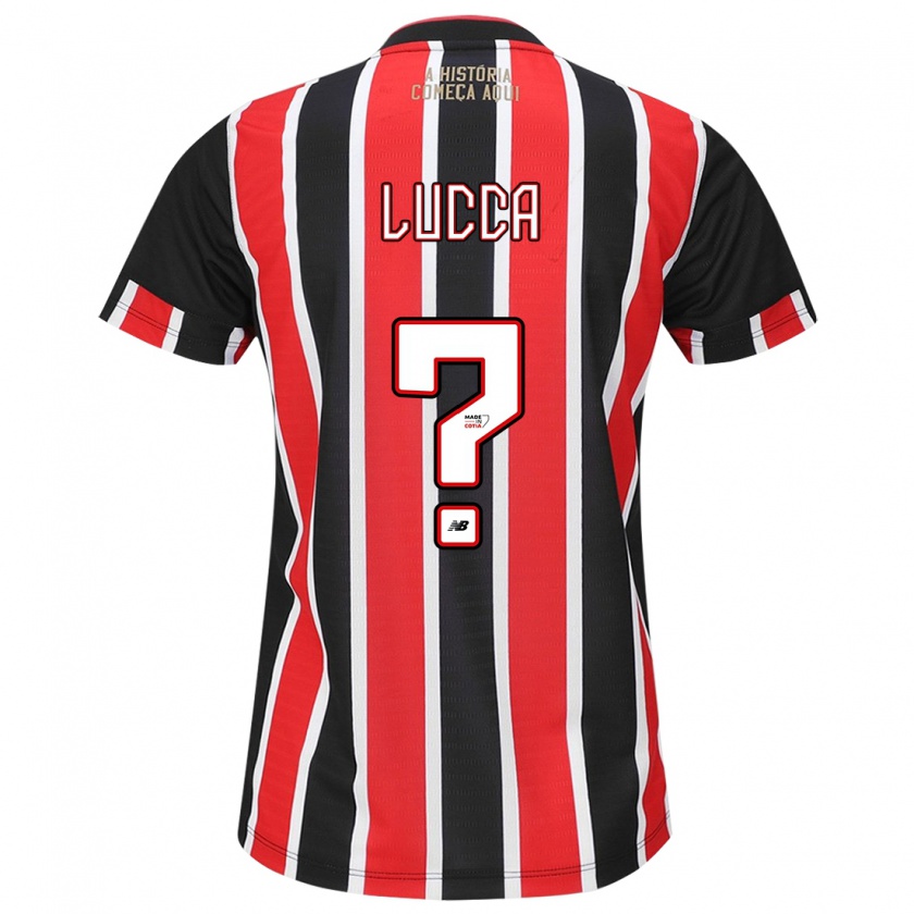 Kandiny Bambino Maglia Cauã Lucca #0 Nero Rosso Bianco Kit Gara Away 2024/25 Maglietta