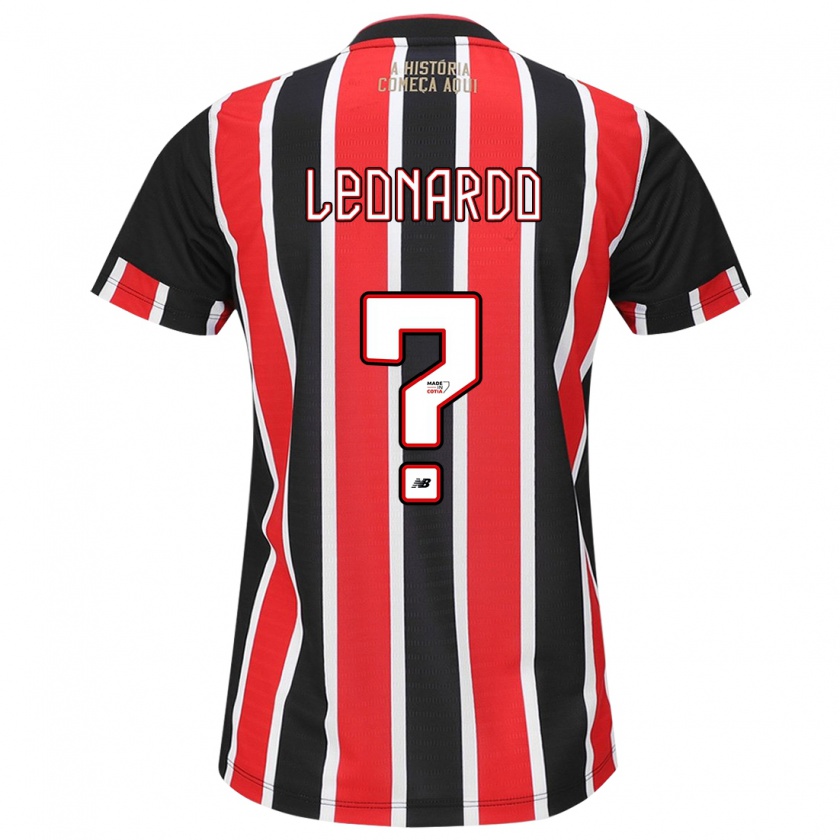 Kandiny Bambino Maglia Hugo Leonardo #0 Nero Rosso Bianco Kit Gara Away 2024/25 Maglietta