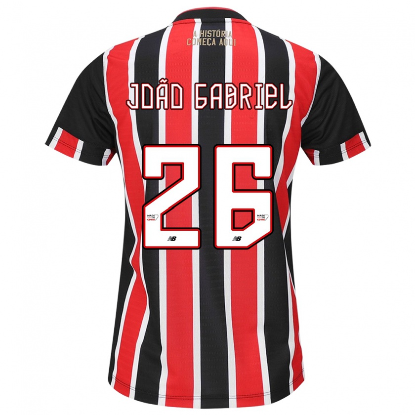 Kandiny Kinderen João Gabriel #26 Zwart Rood Wit Uitshirt Uittenue 2024/25 T-Shirt België