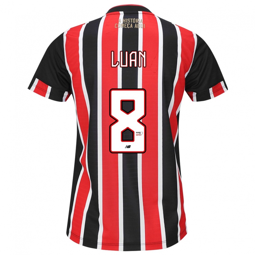 Kandiny Bambino Maglia Luan #8 Nero Rosso Bianco Kit Gara Away 2024/25 Maglietta