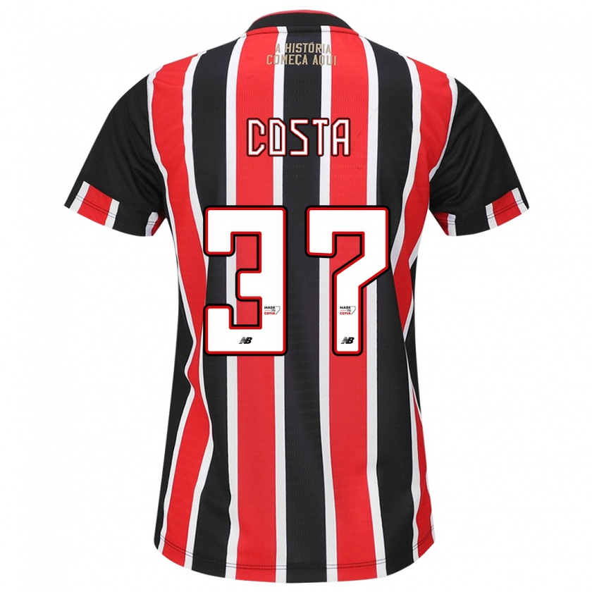 Kandiny Niño Camiseta Talles Costa #37 Negro Rojo Blanco 2ª Equipación 2024/25 La Camisa México