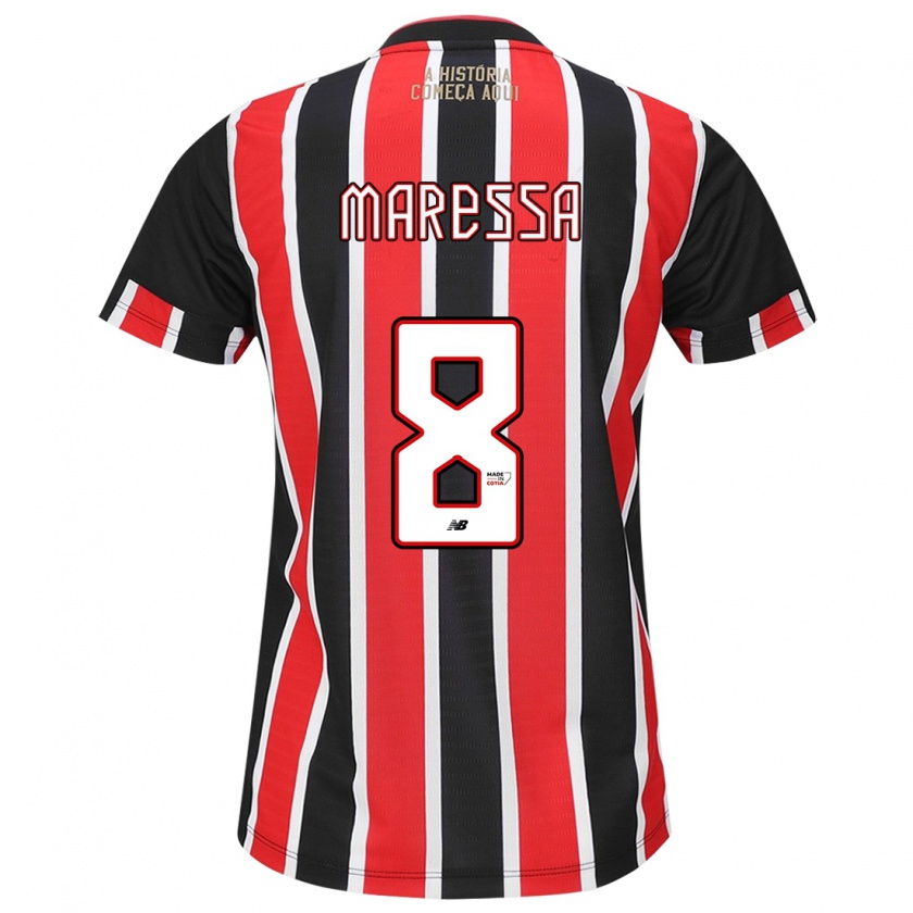 Kandiny Niño Camiseta Maressa #8 Negro Rojo Blanco 2ª Equipación 2024/25 La Camisa México