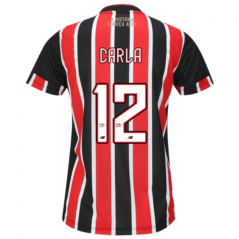 Kandiny Niño Camiseta Carla Maria Da Silva #12 Negro Rojo Blanco 2ª Equipación 2024/25 La Camisa México