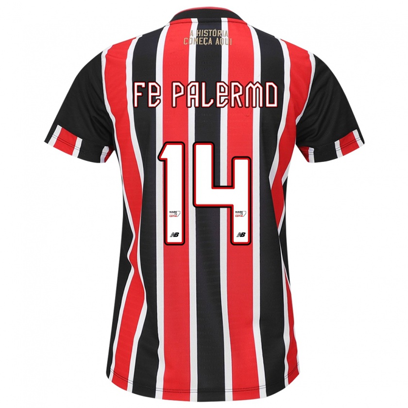 Kandiny Bambino Maglia Fe Palermo #14 Nero Rosso Bianco Kit Gara Away 2024/25 Maglietta