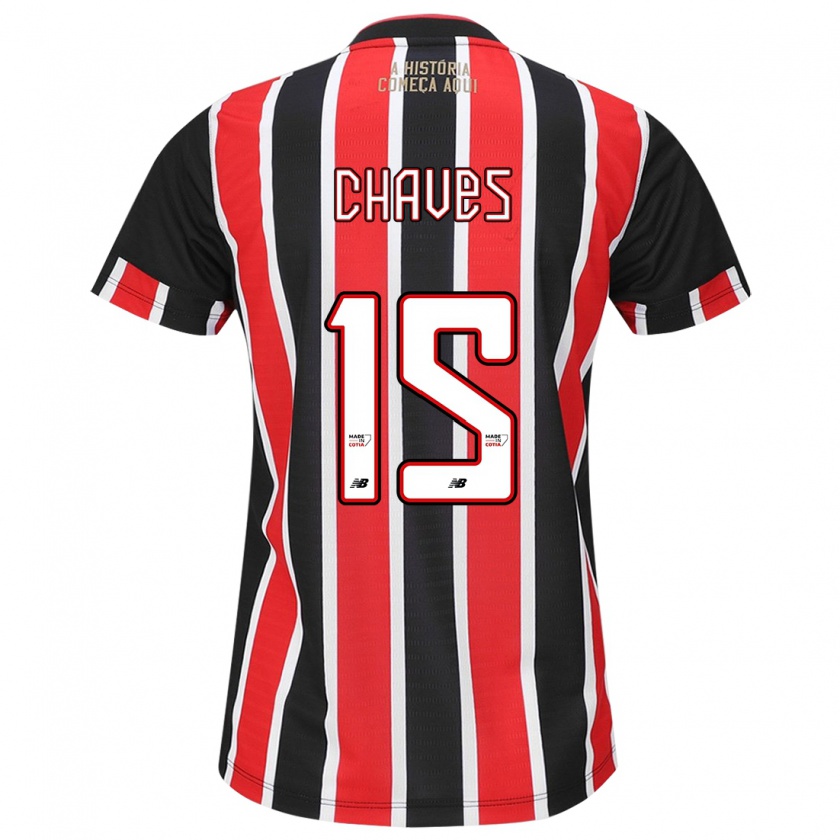 Kandiny Bambino Maglia Carol Chaves #15 Nero Rosso Bianco Kit Gara Away 2024/25 Maglietta