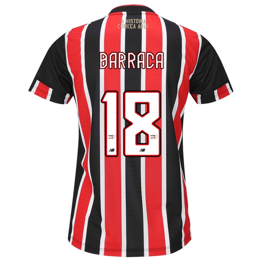 Kandiny Bambino Maglia Barraca #18 Nero Rosso Bianco Kit Gara Away 2024/25 Maglietta