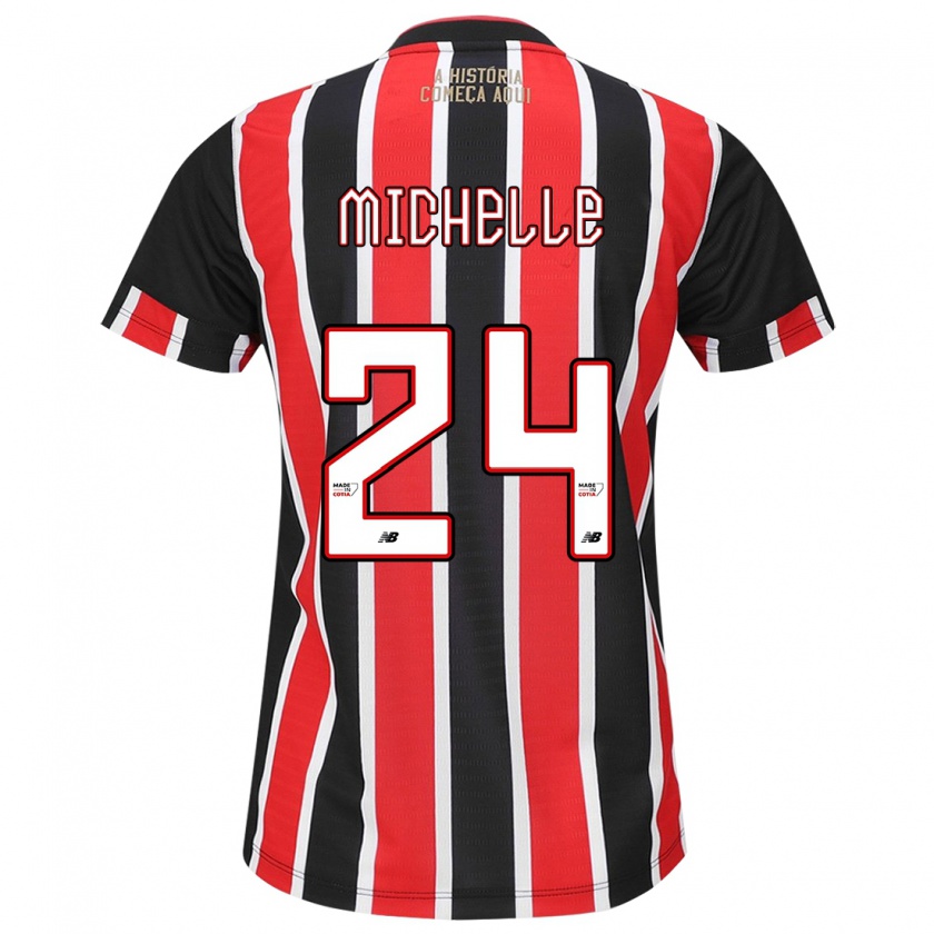 Kandiny Bambino Maglia Michelle #24 Nero Rosso Bianco Kit Gara Away 2024/25 Maglietta