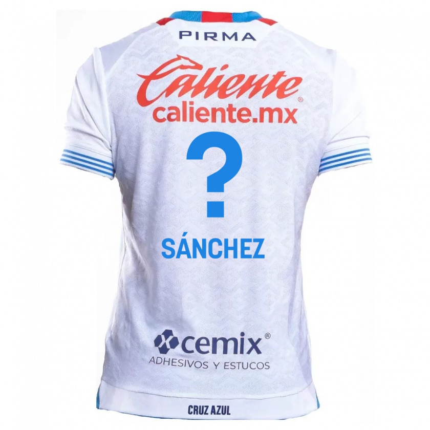 Kandiny Bambino Maglia Jorge Sánchez #0 Bianco Blu Kit Gara Away 2024/25 Maglietta