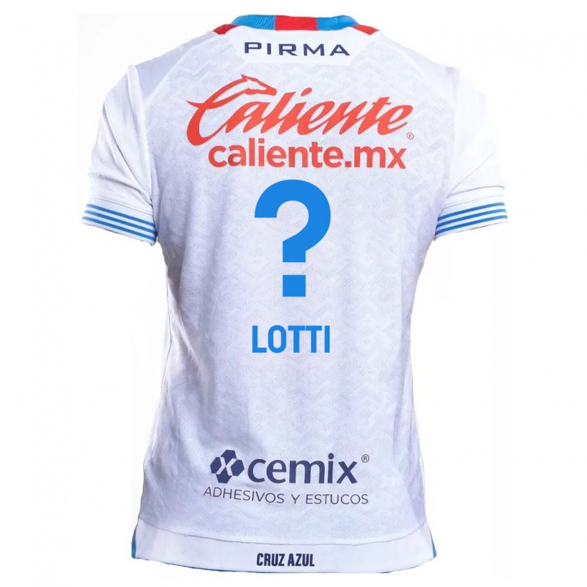 Kandiny Bambino Maglia Augusto Lotti #0 Bianco Blu Kit Gara Away 2024/25 Maglietta