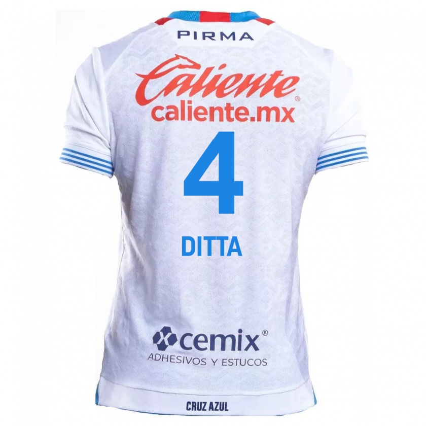 Kandiny Niño Camiseta Willer Ditta #4 Blanco Azul 2ª Equipación 2024/25 La Camisa