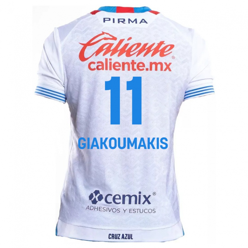 Kandiny Niño Camiseta Georgios Giakoumakis #11 Blanco Azul 2ª Equipación 2024/25 La Camisa