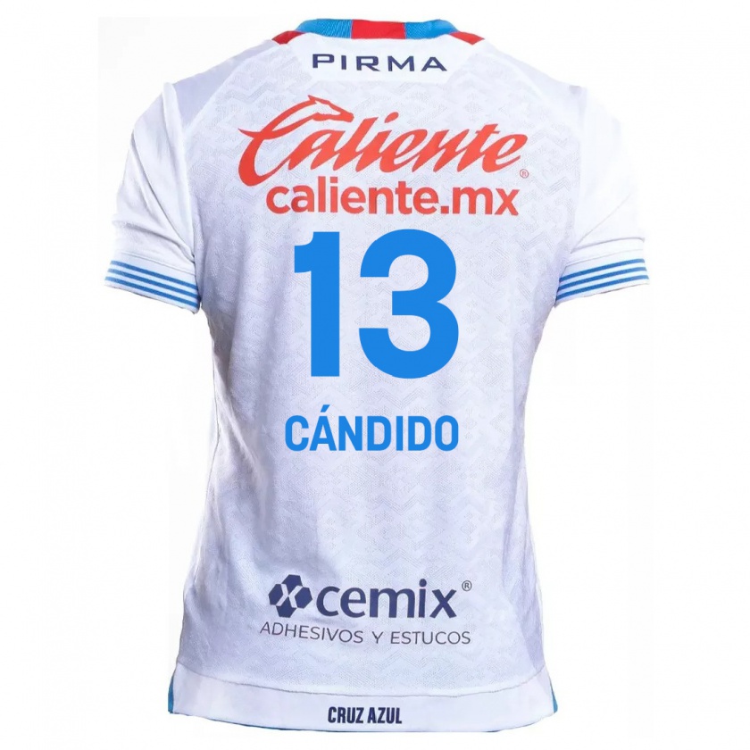 Kandiny Bambino Maglia Camilo Cándido #13 Bianco Blu Kit Gara Away 2024/25 Maglietta