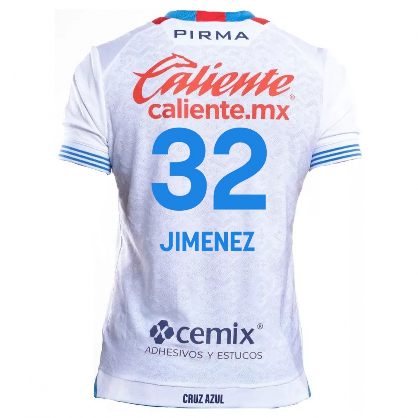 Kandiny Niño Camiseta Cristian Jiménez #32 Blanco Azul 2ª Equipación 2024/25 La Camisa México