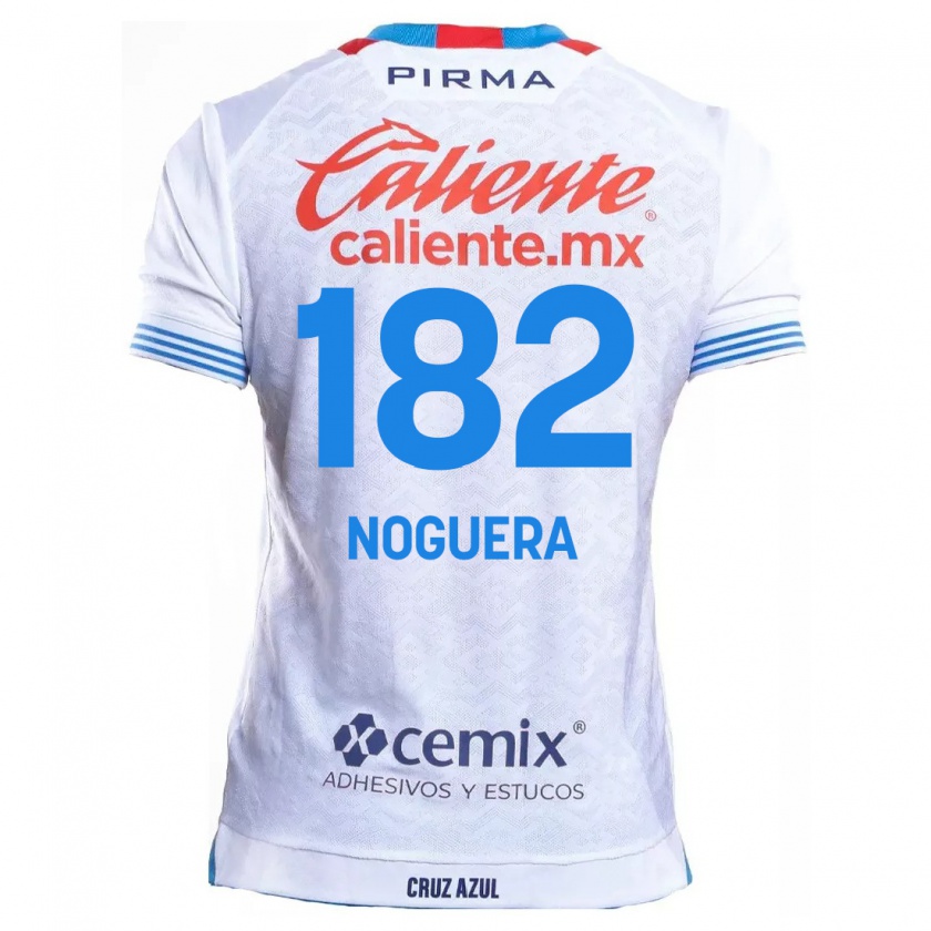 Kandiny Niño Camiseta Heldrich Noguera #182 Blanco Azul 2ª Equipación 2024/25 La Camisa México