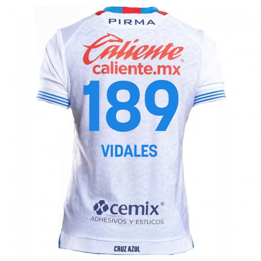 Kandiny Niño Camiseta Álvaro Vidales #189 Blanco Azul 2ª Equipación 2024/25 La Camisa