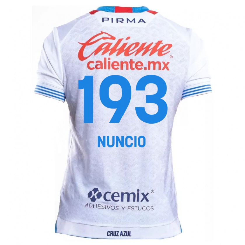 Kandiny Niño Camiseta Jorge Nuncio #193 Blanco Azul 2ª Equipación 2024/25 La Camisa México