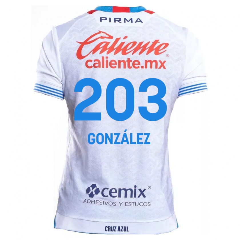 Kandiny Niño Camiseta Rogelio González #203 Blanco Azul 2ª Equipación 2024/25 La Camisa México