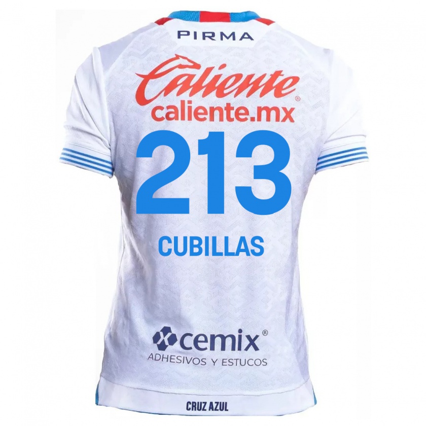 Kandiny Niño Camiseta Andre Cubillas #213 Blanco Azul 2ª Equipación 2024/25 La Camisa México