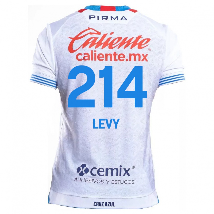 Kandiny Niño Camiseta Mateo Levy #214 Blanco Azul 2ª Equipación 2024/25 La Camisa