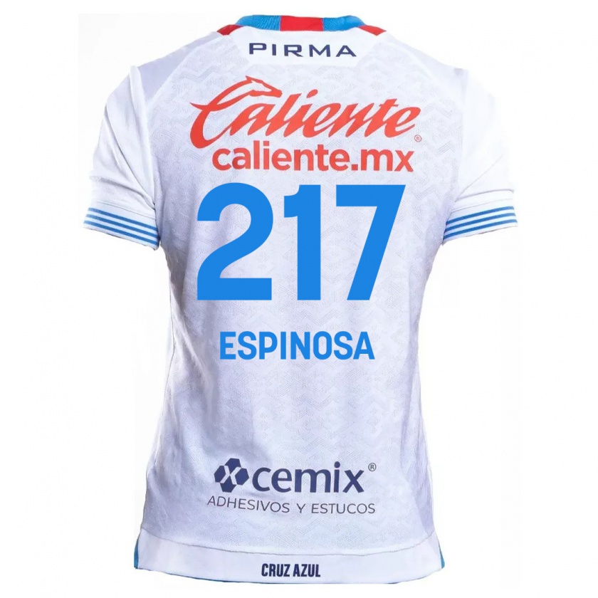 Kandiny Bambino Maglia Samuel Espinosa #217 Bianco Blu Kit Gara Away 2024/25 Maglietta