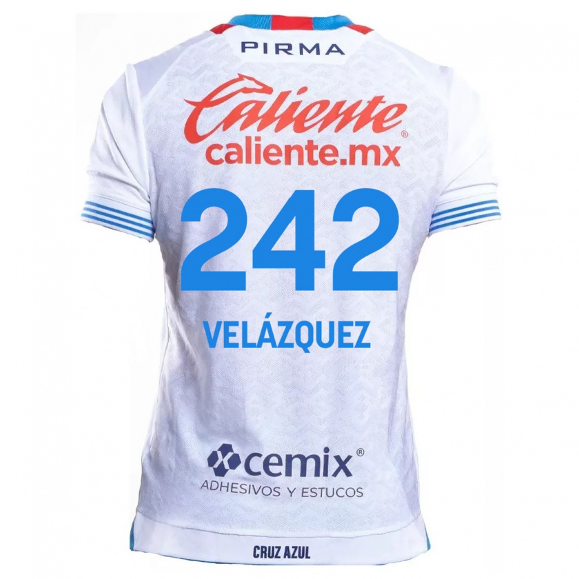 Kandiny Niño Camiseta Karol Velázquez #242 Blanco Azul 2ª Equipación 2024/25 La Camisa