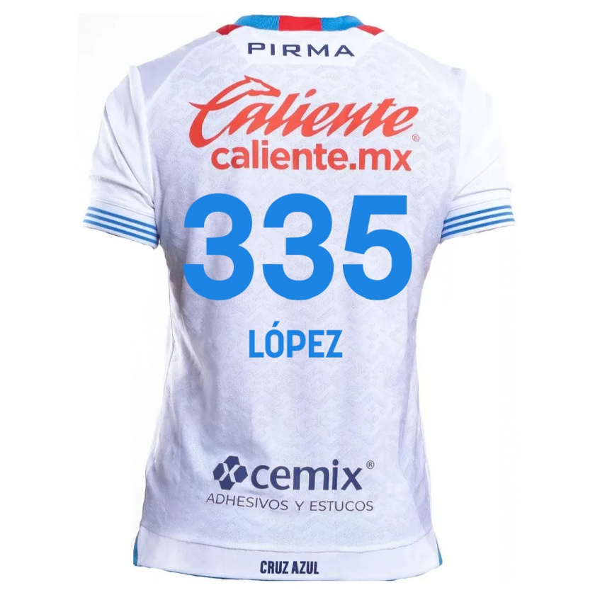 Kandiny Bambino Maglia Alfredo López #335 Bianco Blu Kit Gara Away 2024/25 Maglietta