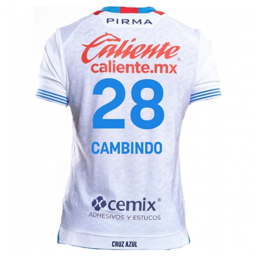 Kandiny Bambino Maglia Diber Cambindo #28 Bianco Blu Kit Gara Away 2024/25 Maglietta