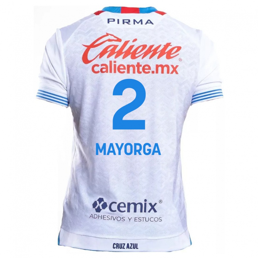 Kandiny Niño Camiseta Alejandro Mayorga #2 Blanco Azul 2ª Equipación 2024/25 La Camisa