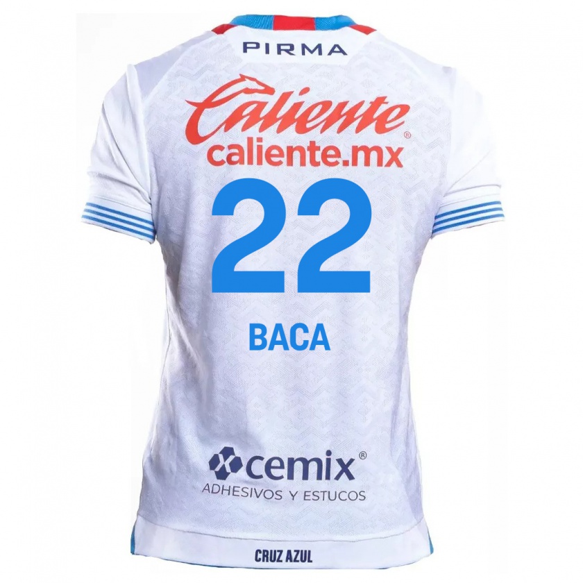 Kandiny Bambino Maglia Rafael Baca #22 Bianco Blu Kit Gara Away 2024/25 Maglietta