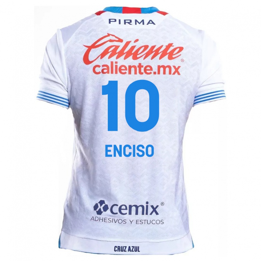 Kandiny Bambino Maglia Martha Enciso #10 Bianco Blu Kit Gara Away 2024/25 Maglietta