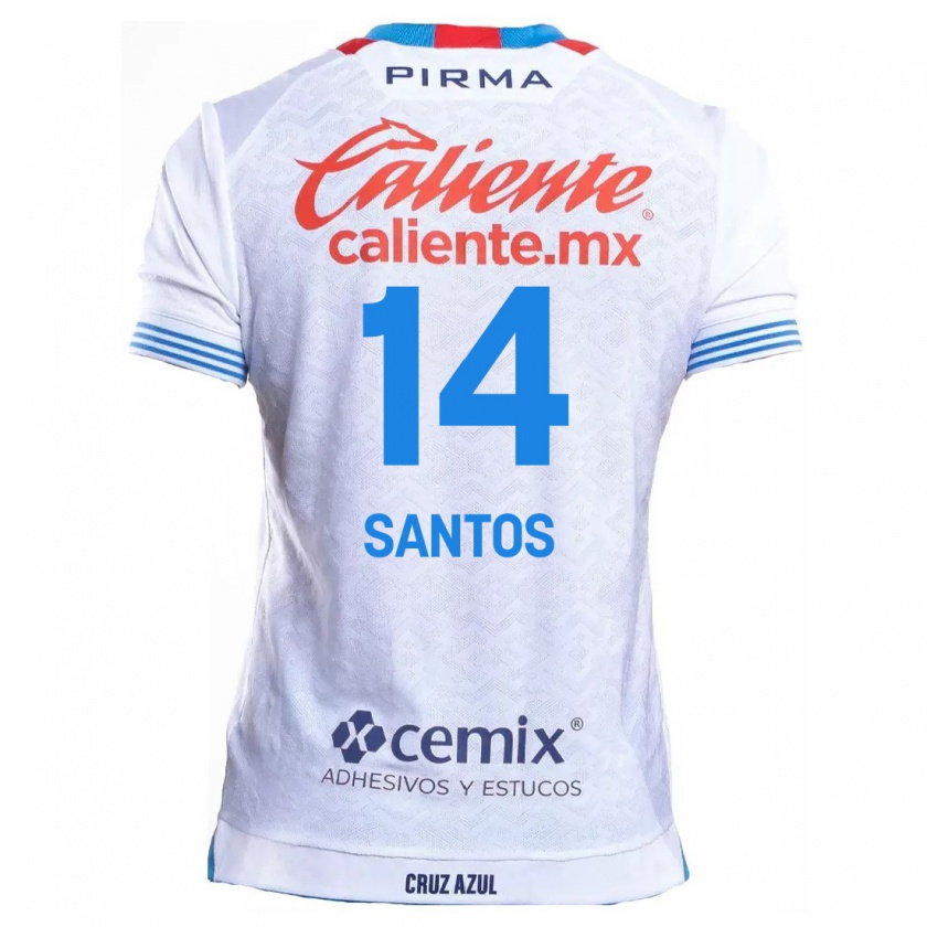 Kandiny Niño Camiseta Eleisa Santos #14 Blanco Azul 2ª Equipación 2024/25 La Camisa