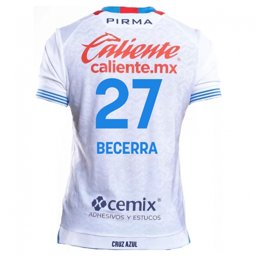 Kandiny Niño Camiseta Ana Becerra #27 Blanco Azul 2ª Equipación 2024/25 La Camisa México