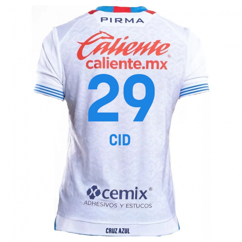 Kandiny Bambino Maglia Claudia Cid #29 Bianco Blu Kit Gara Away 2024/25 Maglietta