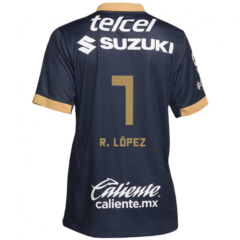 Kandiny Bambino Maglia Rodrigo López #7 Ossidiana Oro Bianco Kit Gara Away 2024/25 Maglietta