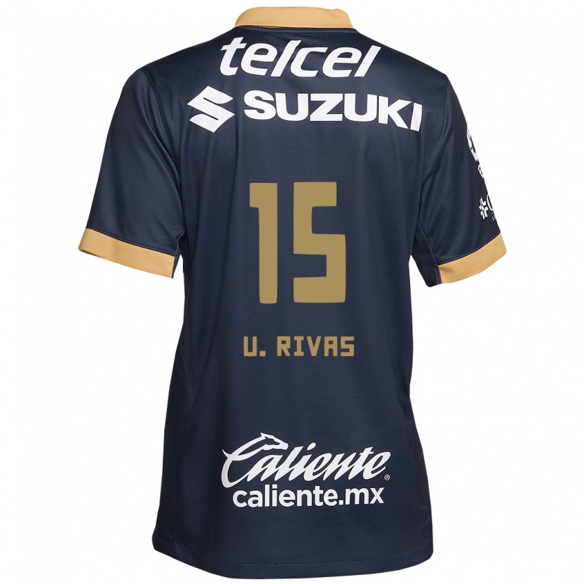 Kandiny Kinderen Ulises Rivas #15 Obsidiaan Goud Wit Uitshirt Uittenue 2024/25 T-Shirt