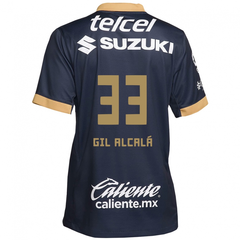 Kandiny Bambino Maglia Gil Alcalá #33 Ossidiana Oro Bianco Kit Gara Away 2024/25 Maglietta