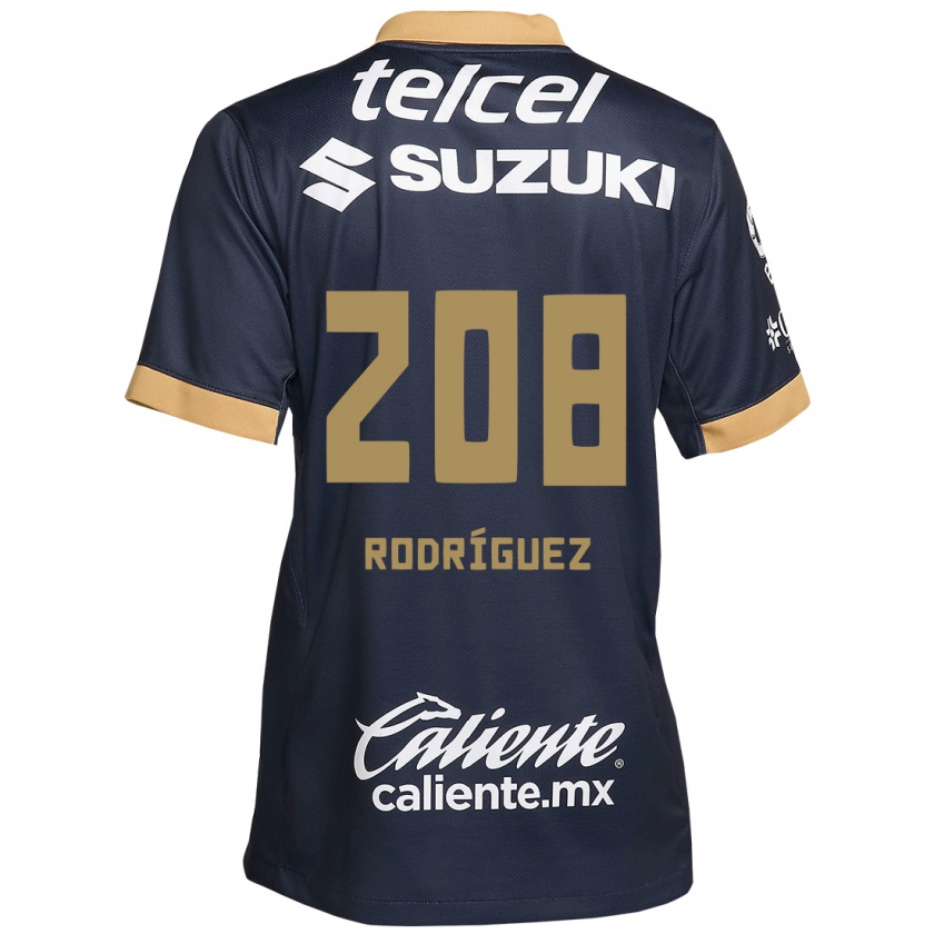 Kandiny Kinderen Gael Rodríguez #208 Obsidiaan Goud Wit Uitshirt Uittenue 2024/25 T-Shirt België