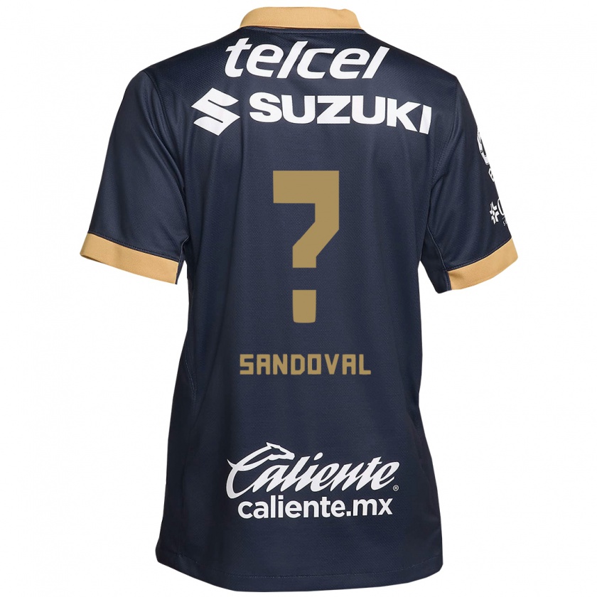 Kandiny Bambino Maglia Kevin Sandoval #0 Ossidiana Oro Bianco Kit Gara Away 2024/25 Maglietta