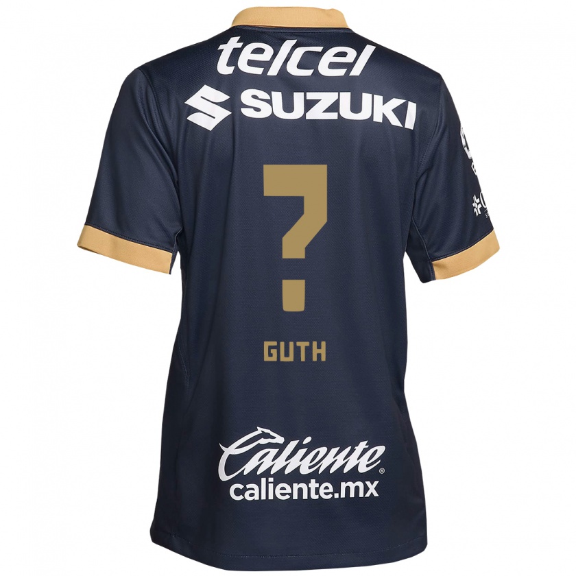 Kandiny Kinderen Tiago Guth #0 Obsidiaan Goud Wit Uitshirt Uittenue 2024/25 T-Shirt