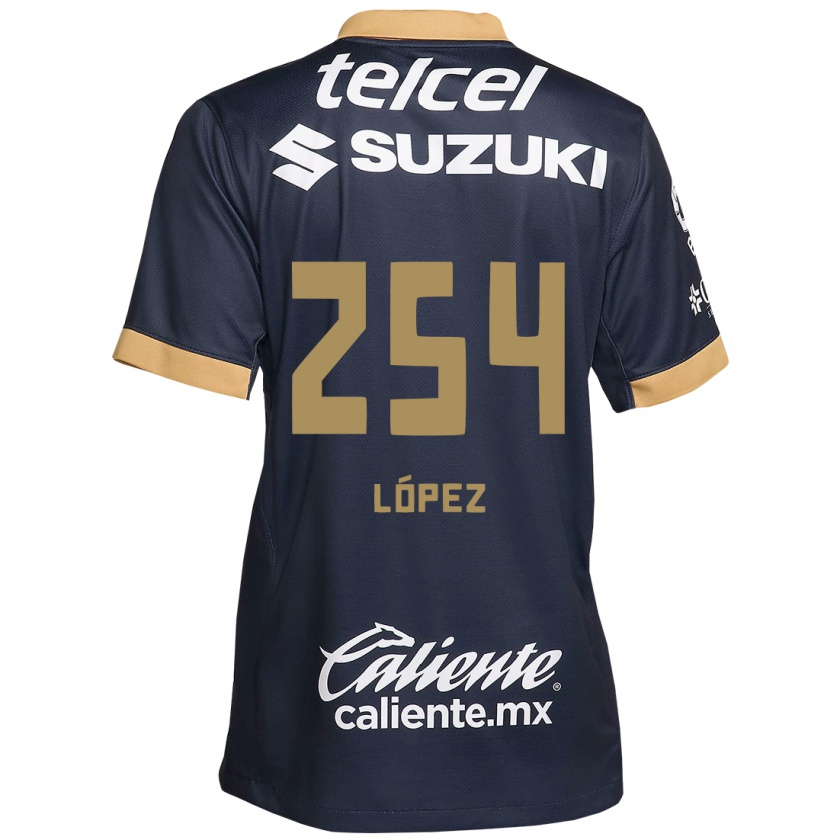 KandinyキッズSantiago López#254オブシディアンゴールドホワイトアウェイシャツ2024/25ジャージーユニフォーム