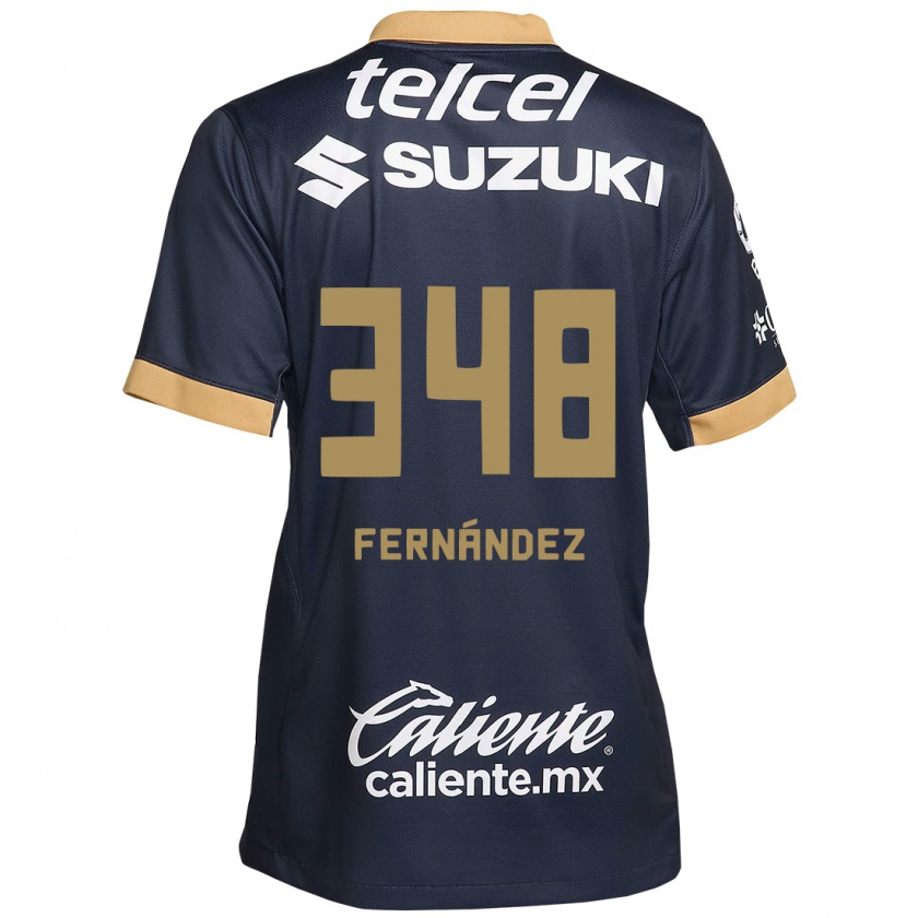 Kandiny Kinderen Yerik Fernández #348 Obsidiaan Goud Wit Uitshirt Uittenue 2024/25 T-Shirt