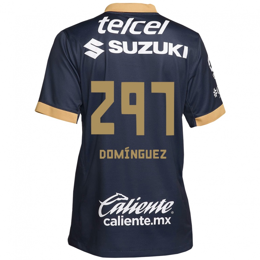 Kandiny Niño Camiseta Julio Domínguez #297 Obsidiana Dorada Blanca 2ª Equipación 2024/25 La Camisa