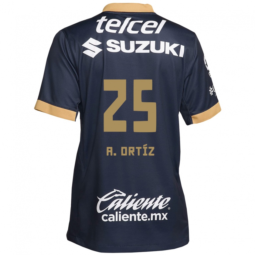 Kandiny Kinderen Arturo Ortiz #25 Obsidiaan Goud Wit Uitshirt Uittenue 2024/25 T-Shirt