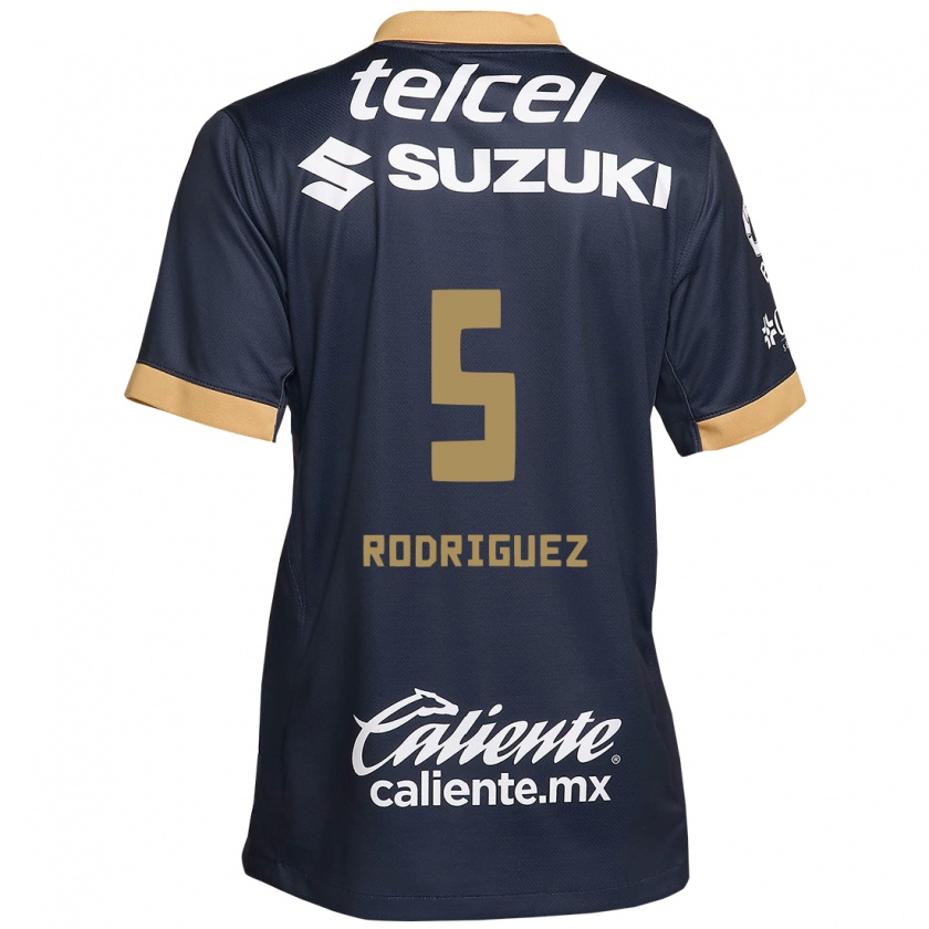 Kandiny Kinderen Jeronimo Rodriguez #5 Obsidiaan Goud Wit Uitshirt Uittenue 2024/25 T-Shirt België